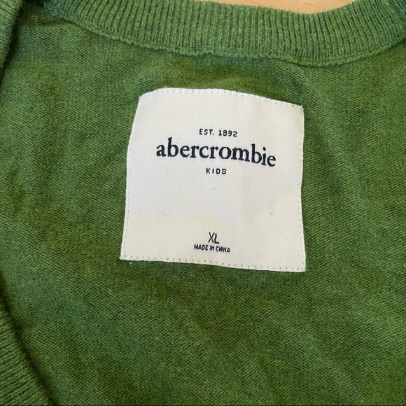 Abercrombie kids Vintage Green Bow Diamond Cardigan Sweater girls XL (0126) - Picture 10 of 12